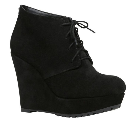 Aldo black suede wedge bootie Size 8.5 US - Picture 1 of 2